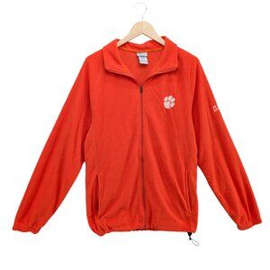 ProEdge Clemson Fleece Jacket Mens Orange Full Zip Tiger Paw Embroidered Size M